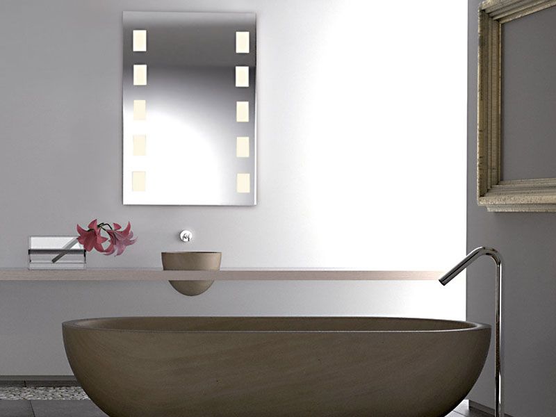 VISAGIST specchio con Led integrato 19 w/m  50x 70 h x 2,5 cm  illuminazione laterale con finestre intermittenti l 14 cm