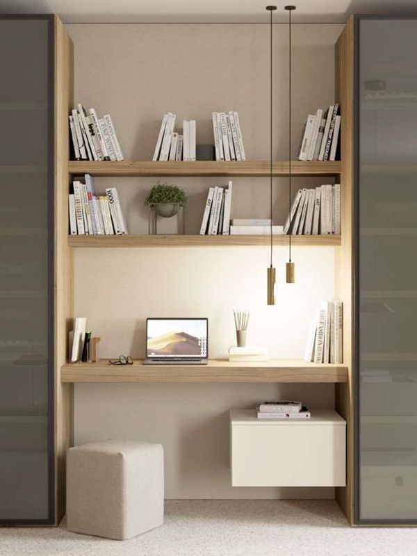 Spazio Home Office 5  Configurazione mensole e scrivania come da foto -