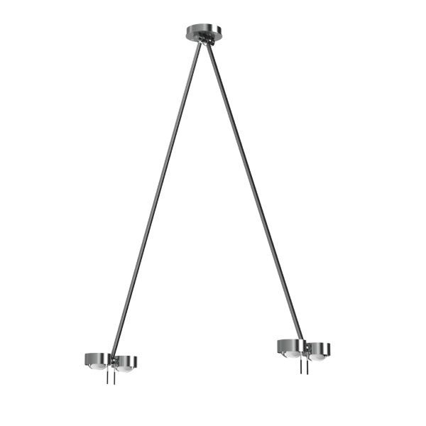 PUK MINI CEILING SISTER lampada a soffitto   doppio braccio a compasso e doppio corpo illluminante orientabile - lunghezza braccio 80 cm 8 led di 8 w - 5-081801-2LED chrome matt
