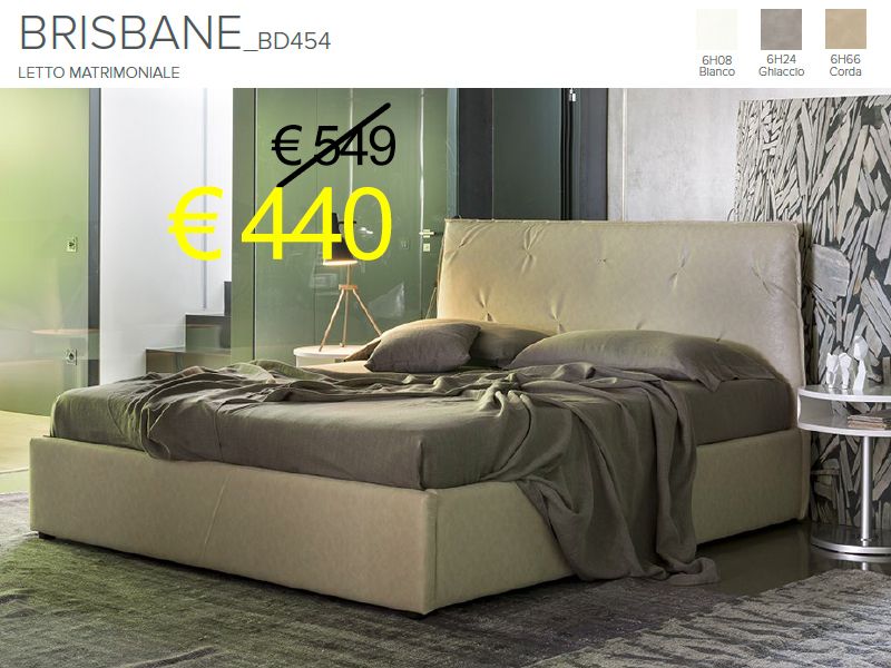 Letto BRISBAINE  L173x P 210 x H110/33 Rete 160x195 cm  PROMO BLACK FRIDAY FINO AL 28.11.2021