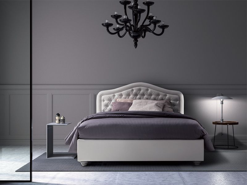 Letto IMPERO matrimoniale contenitore H280C SP70 1810x2160x1160 mm NAS41B76E0 Ecopelle bianca CHIEDERE INFO PER TESSUTI ALTERNATIVI