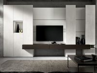 Living CALCE Bianca con piano dark wood.<br />L 300 x H 261 x P 352/482 cm a scelta<br /><br />PREVENTIVO SU RICHIESTA