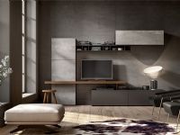 Living GREY con ante calce grigia, base terra grigio caldo e ripiano poggia TV African wood.<br />L 270 x H 190 x P 352/482 cm a scelta.<br /><br />PREVENTIVO SU RICHIESTA
