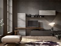 Living GREY con ante calce grigia, base terra grigio caldo e ripiano poggia TV African wood.<br />L 270 x H 190 x P 352/482 cm a scelta.<br /><br />PREVENTIVO SU RICHIESTA