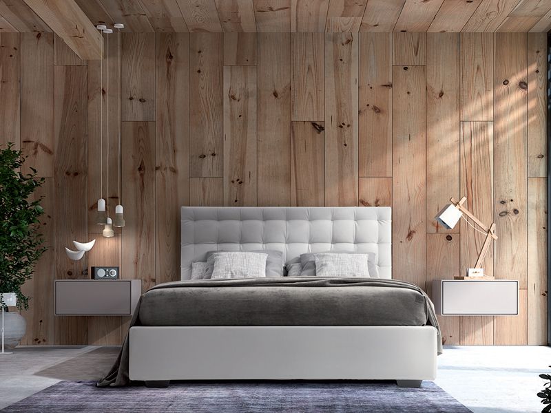 Letto LUCE  matrimoniale con contenitore S71B46X (mat. mis. 160x200 non incluso) contenitore alzata facile gir. H.28_F sp.7 - piedini P102 silver mis. L.180 P.216 H.125 RIVESTIMENTO LETTO ecopelle salamanca CF102  CHIEDERE INFO PER TESSUTI ALTERNATIVI
