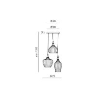 Sospensione CLEOFE S/3<br /><br />Diam 47,5 cm x H max 130 cm