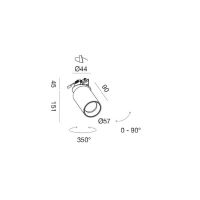 Faretto a soffitto  GFA1390/91<br /><br />Taglio diam 4,4 cm<br />Diam 5,7 x H 15,1  cm totale